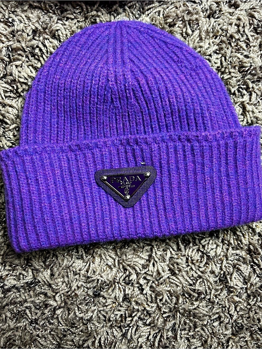 Prada Ribbed Knit Beanie in Purple Like New